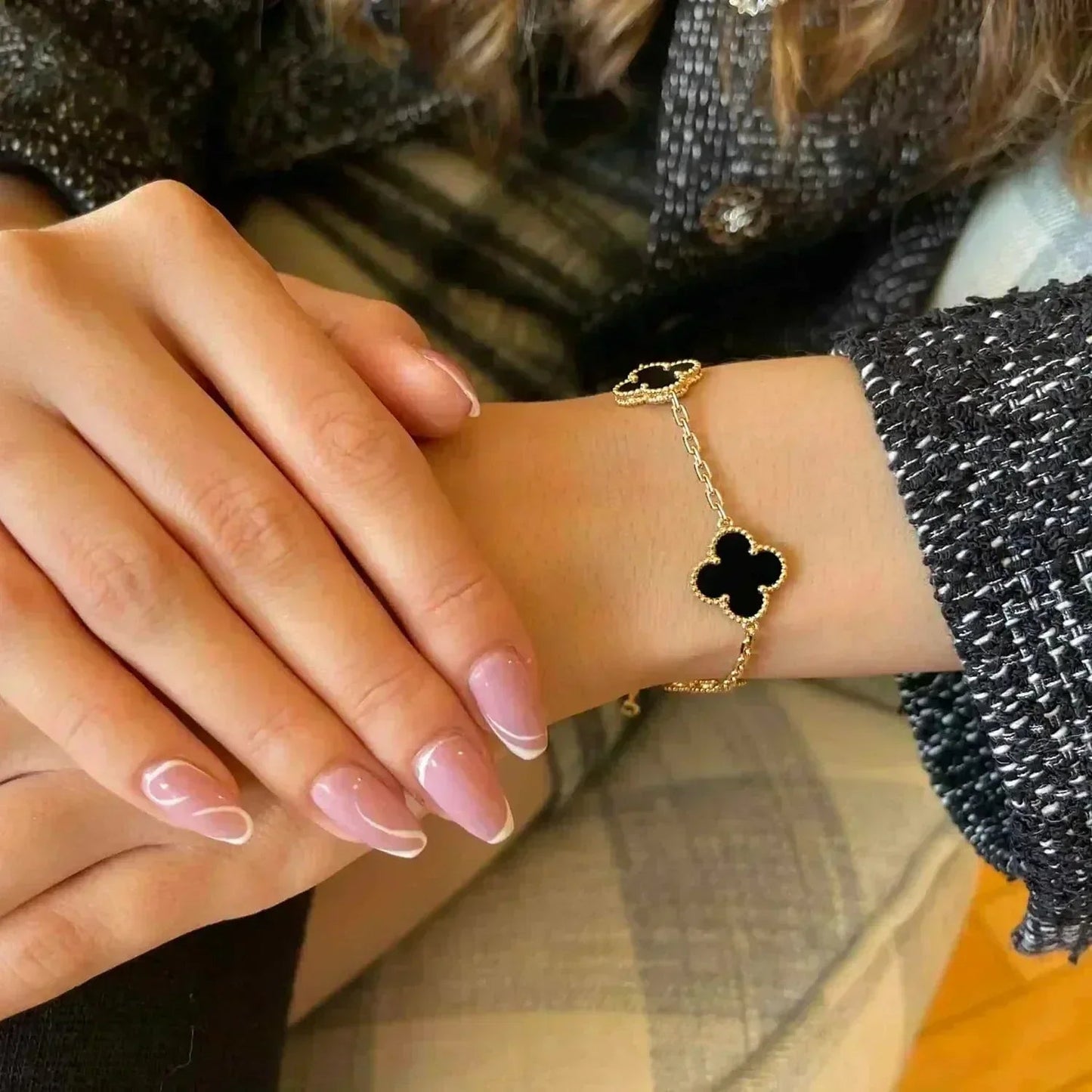 [GALE] CLOVER 5 MOTIF ONYXS BRACELET COLLECTION