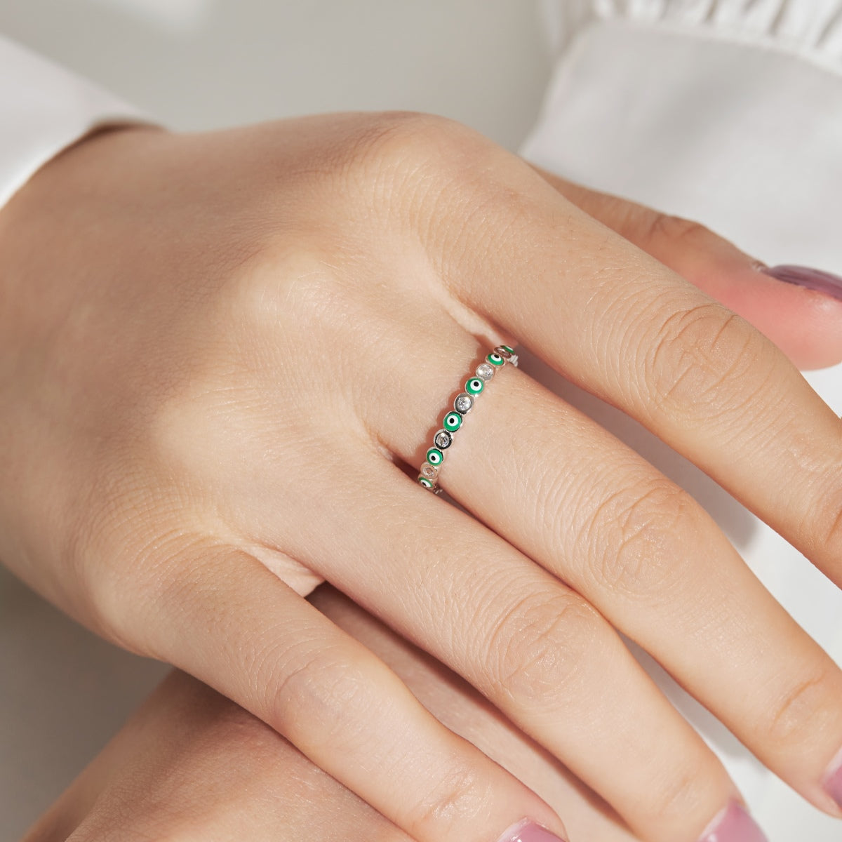 [GALE]Sparkling Vibrant Round Shape Daily Ring