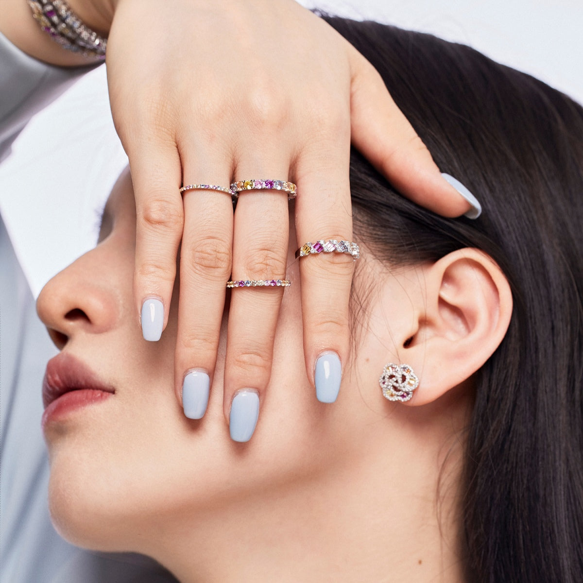 [GALE]Delicate Vibrant Emerald Cut Daily Ring
