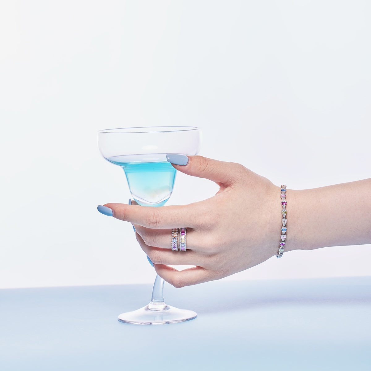 [GALE]Dainty Kaleidoscopic Emerald Cut Daily Ring