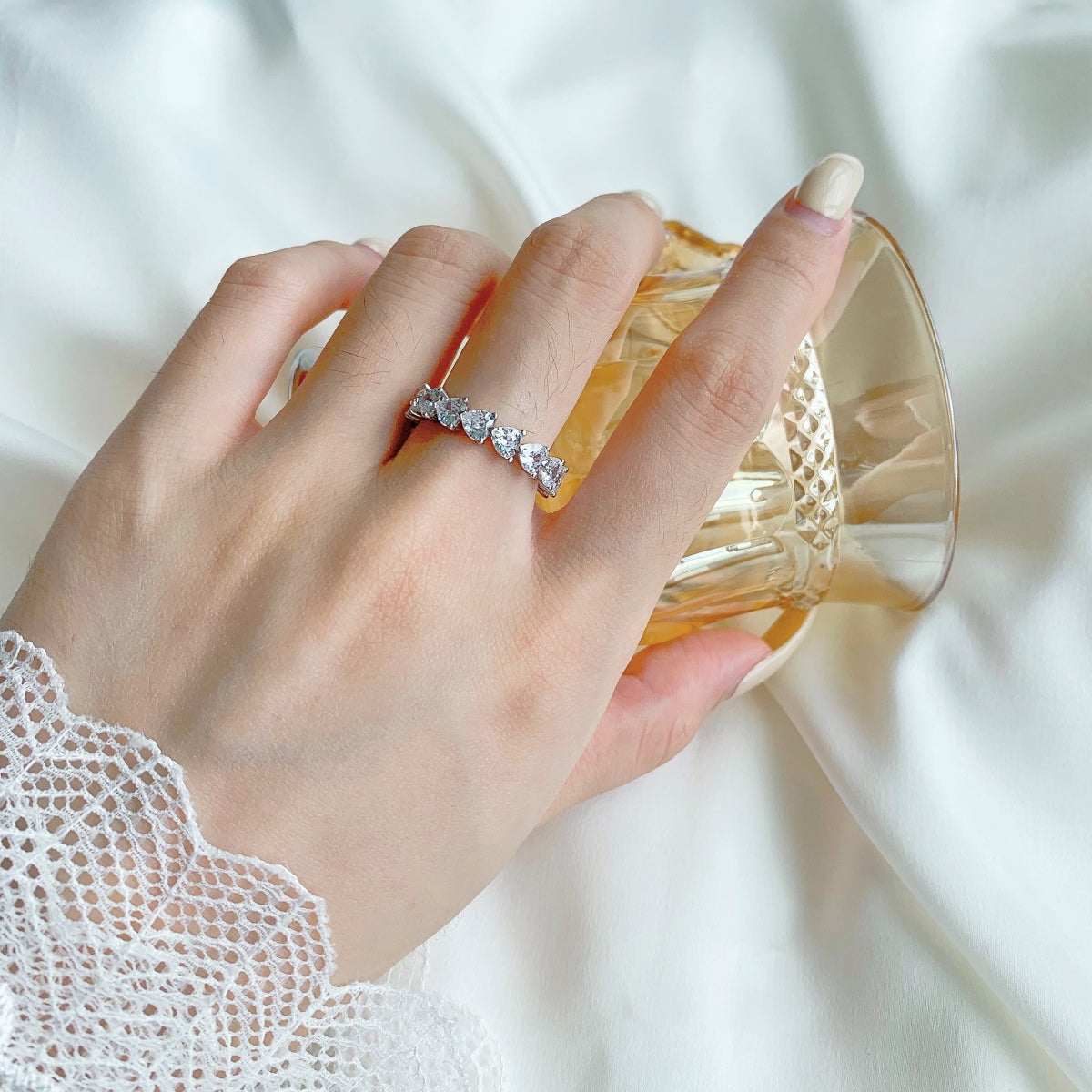[GALE]0.25 Carat Radiant Romance Heart Cut Lover Ring