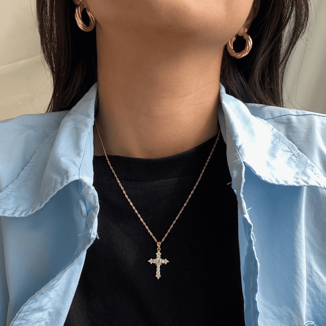 [GALE]Delicate Cross Shape Necklace