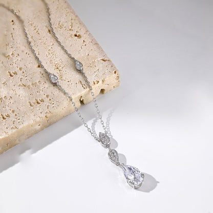 [GALE]Dazzling Pear Cut Necklace