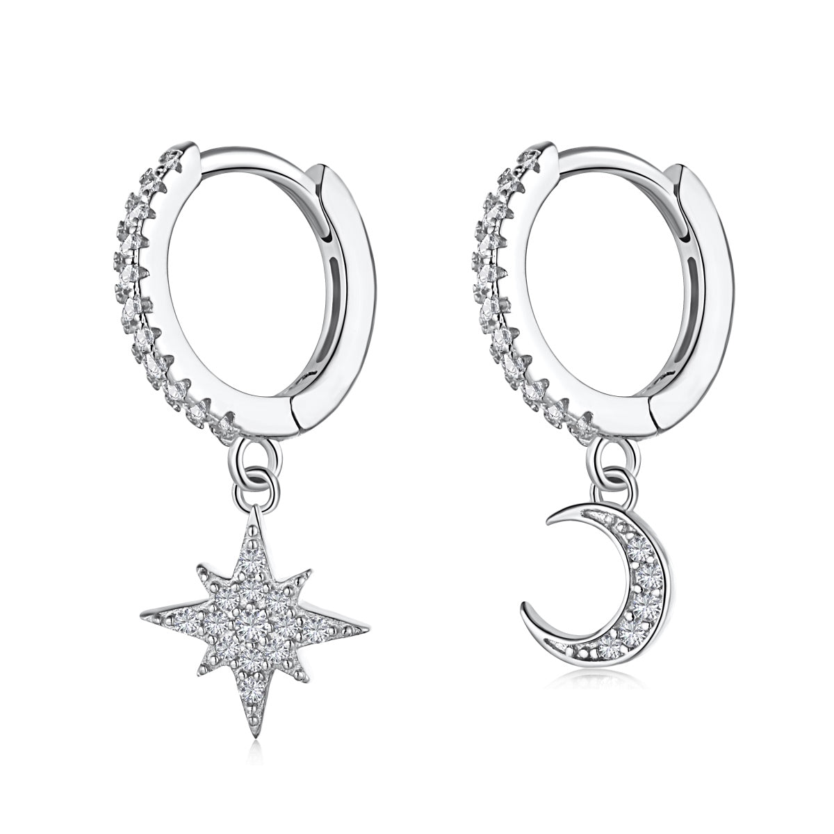 [GALE]Star and Moon Asymmetric Earrings