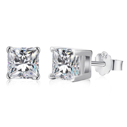 [GALE]1.0 Carat Radiant Princess Cut Wedding Earrings