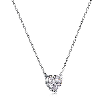[GALE]Heart Shape Main Stone Pendant Collarbone Necklace