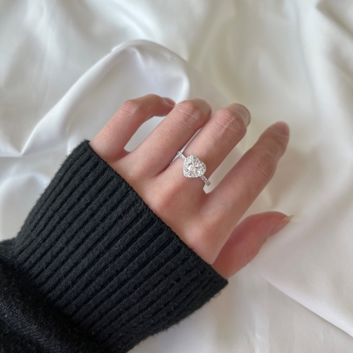 [GALE]Eternity Splashy Romantic Heart Shape Lover Ring