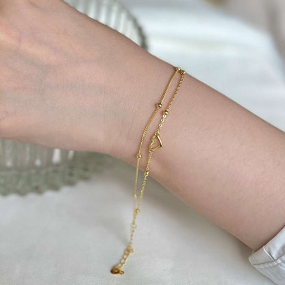 [GALE]Dainty Double Layer Love Heart Bracelet