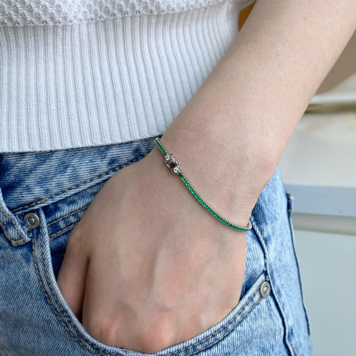 [GALE]Dazzling Colorful Round Cut Daily Bracelet