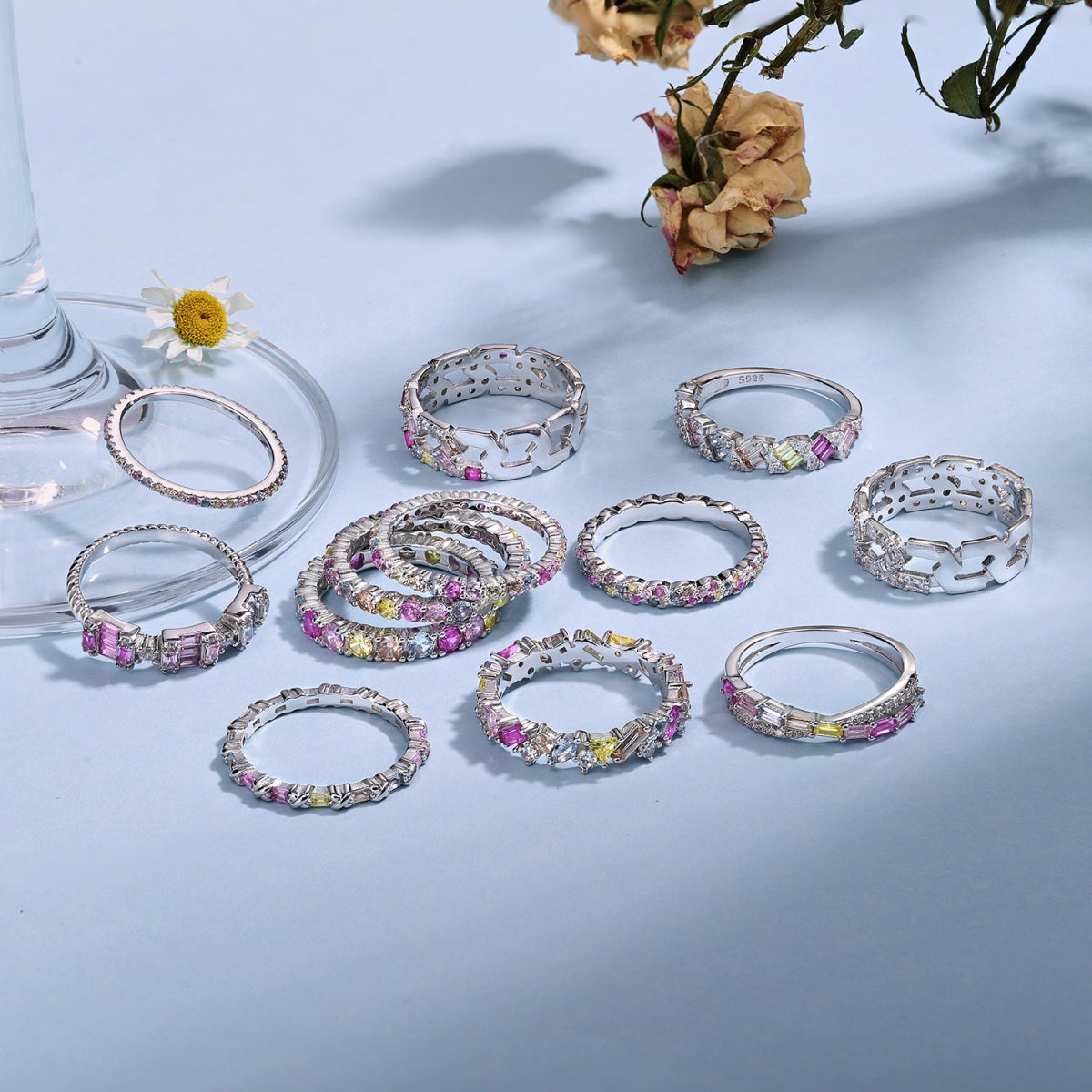 [GALE]Dazzling Lustrous Round Cut Tennis Ring