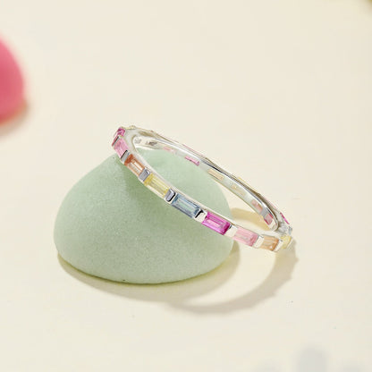 [GALE]Exquisite Multicolored Emerald Cut Daily Ring