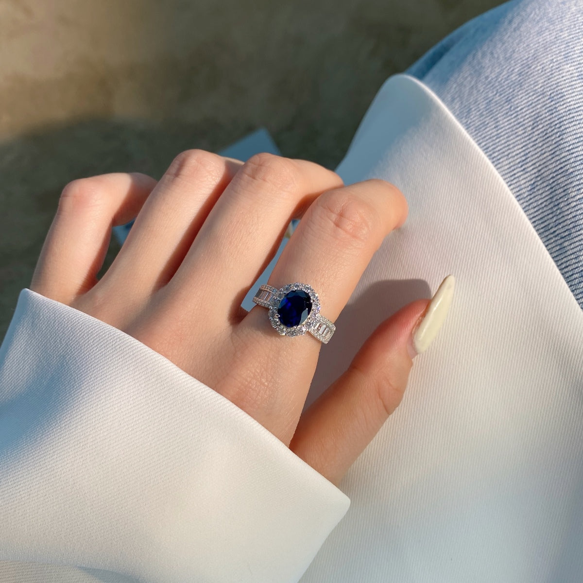 [GALE]1.5 Carat Dazzling Charming Oval Cut Banquet Ring