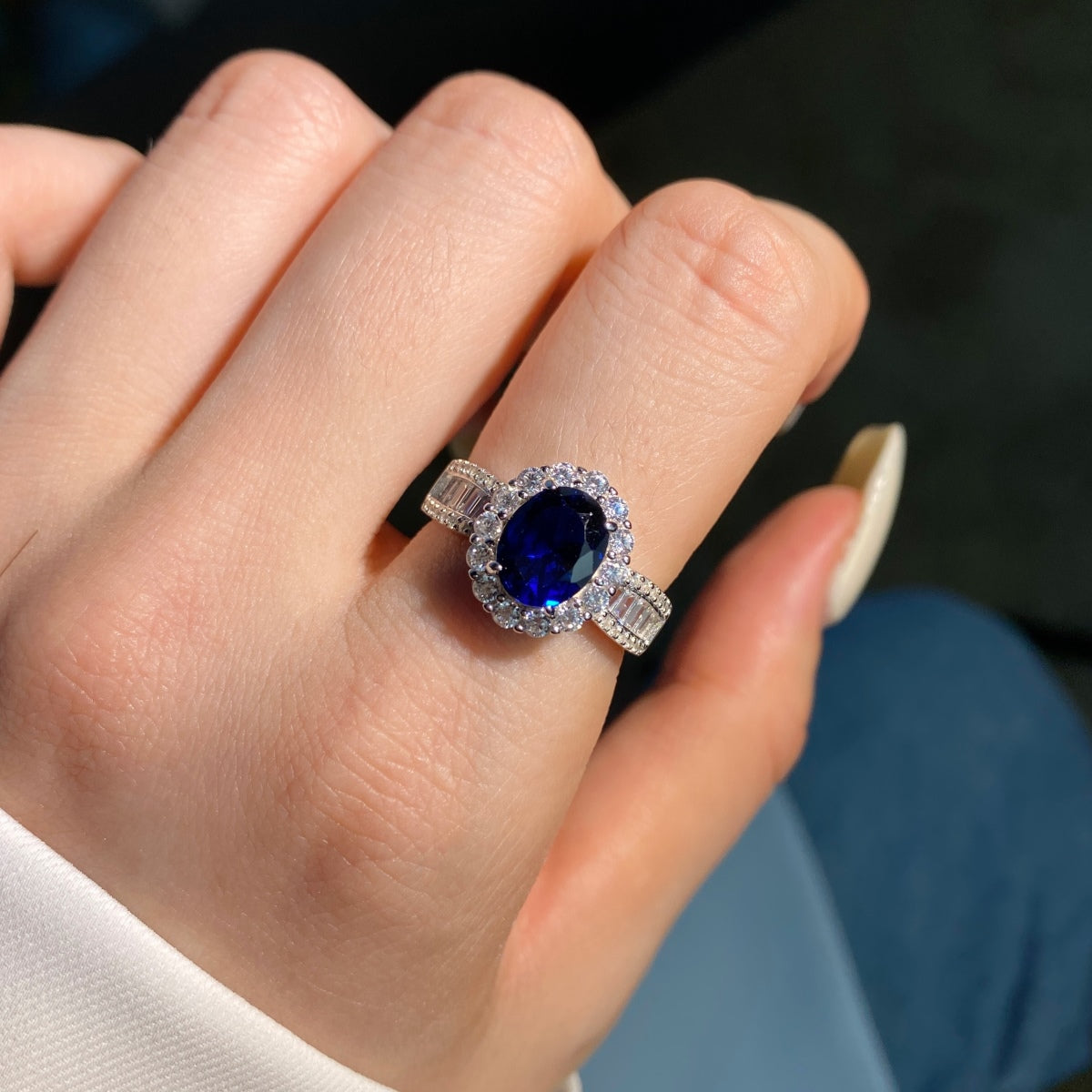 [GALE]1.5 Carat Dazzling Charming Oval Cut Banquet Ring