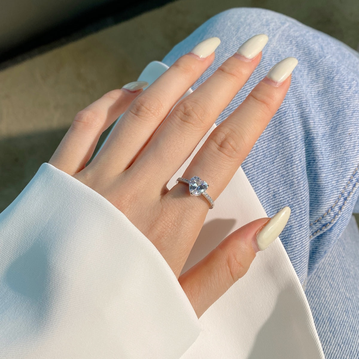 [GALE]2.0 Carat Dazzling Lustrous Heart Cut Lover Ring