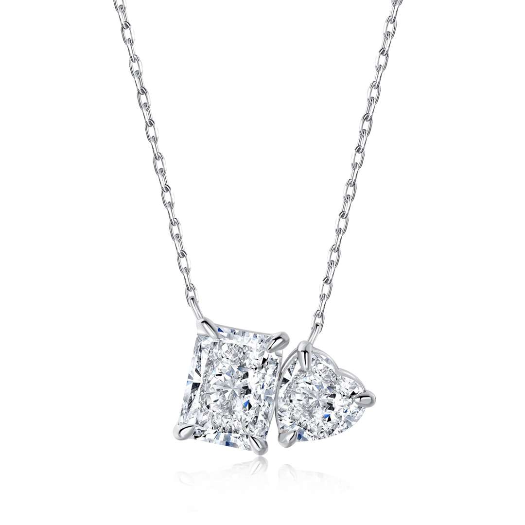 [GALE]Dazzling Square & Heart Shape Necklace