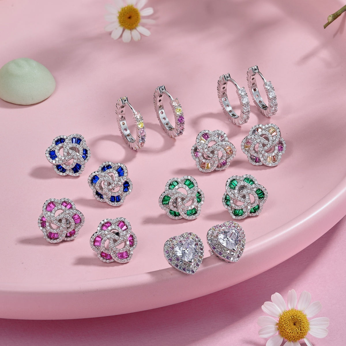 [GALE]Exquisite Flower Shape Daily Earrings