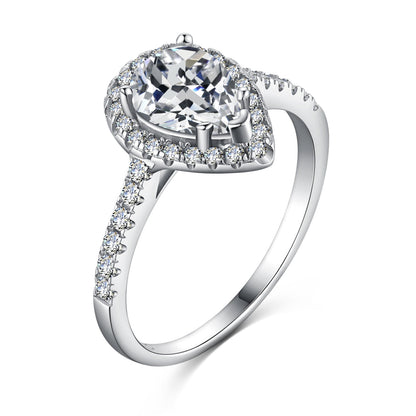 [GALE]1.0 Carat Luxurious Resplendent Water Drop Shape Wedding Ring