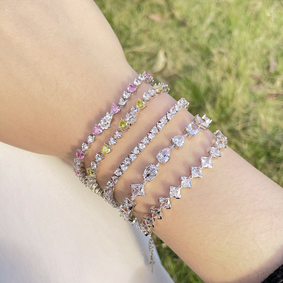 [GALE]Dazzling Romantic Heart Shape Lover Bracelet