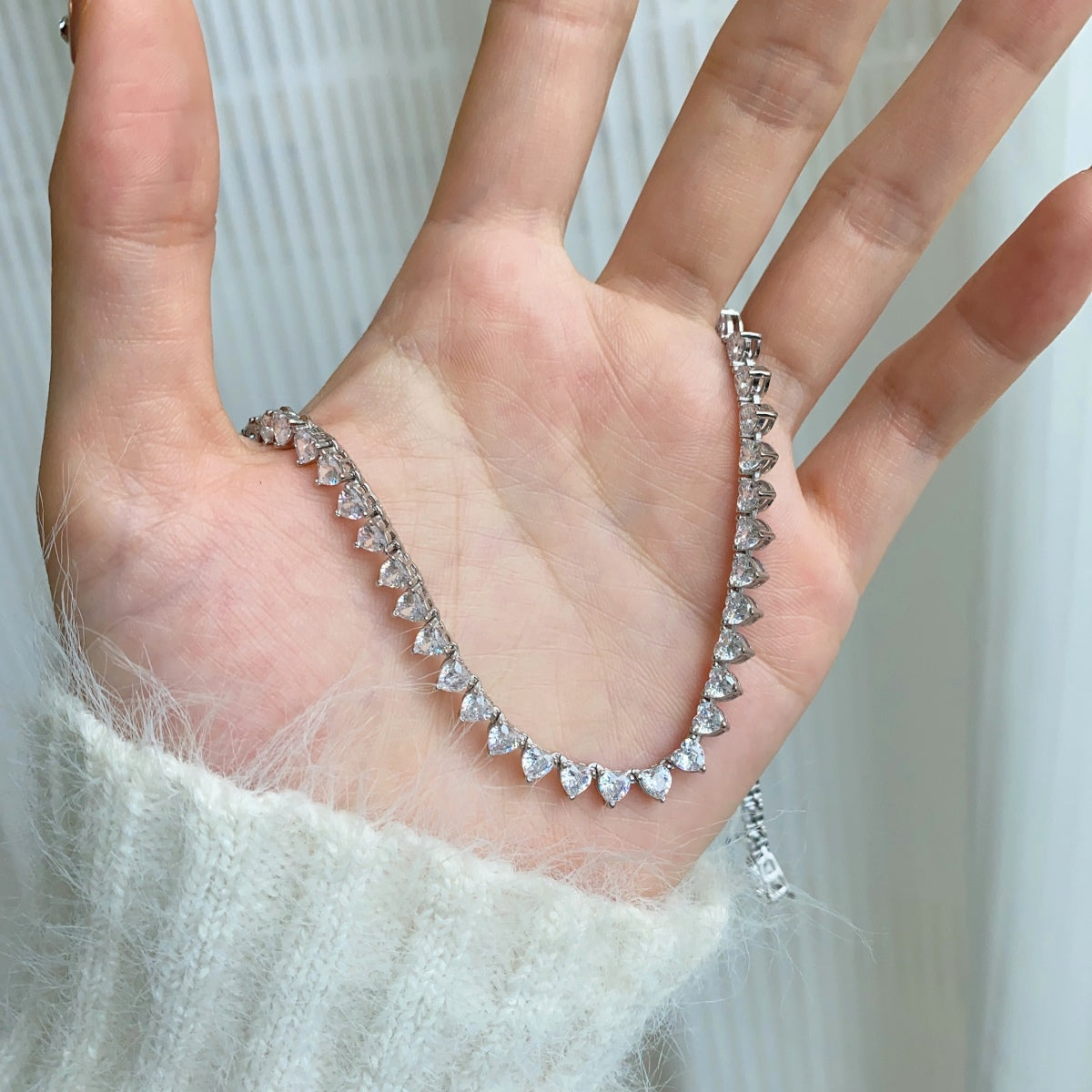 [GALE]Ornate Heart Cut Tennis Necklace