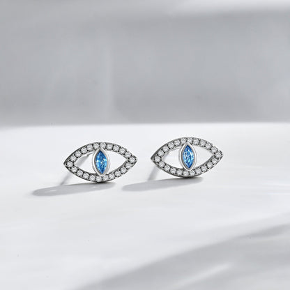 [GALE]Blue Devil Eyes Hollow Stud Earrings