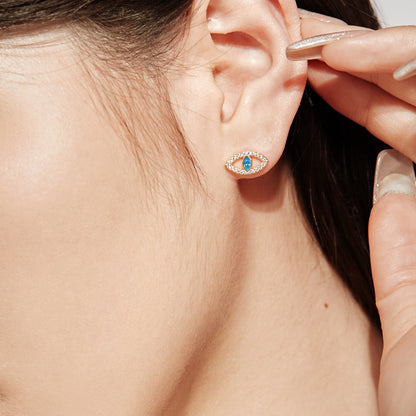 [GALE]Blue Devil Eyes Hollow Stud Earrings