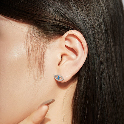 [GALE]Blue Devil Eyes Hollow Stud Earrings