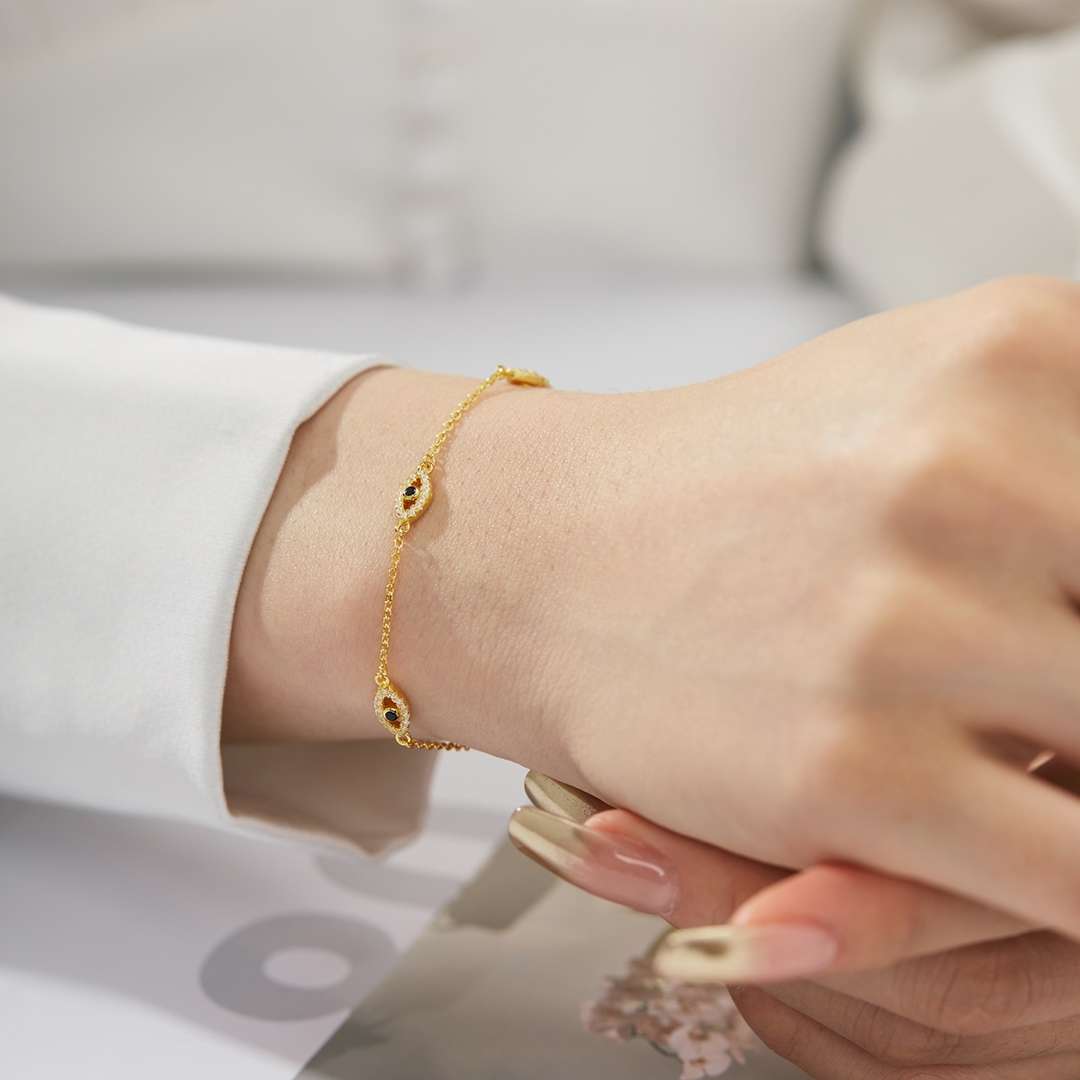 [GALE]Evil Eye Shape Pendent Necklace