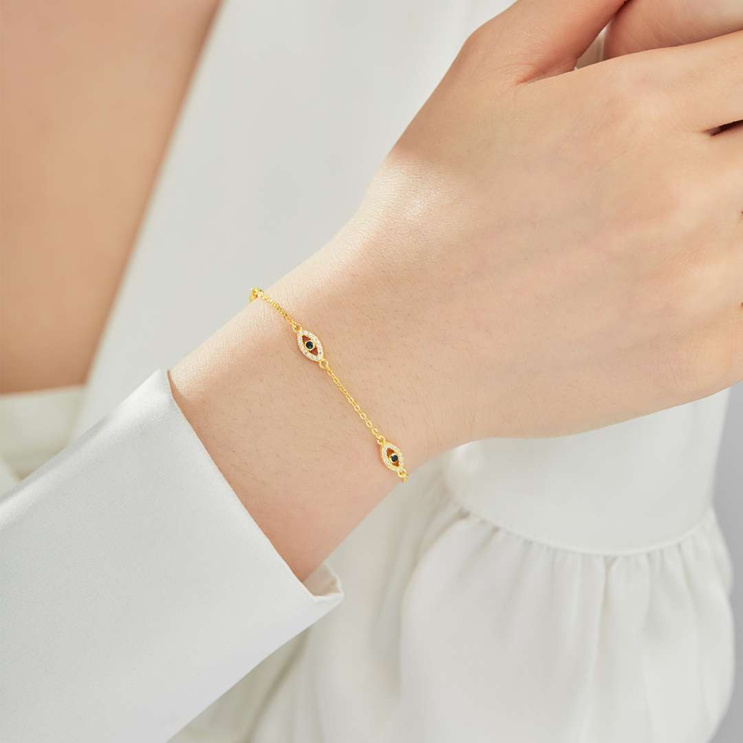 [GALE]Evil Eye Shape Pendent Necklace