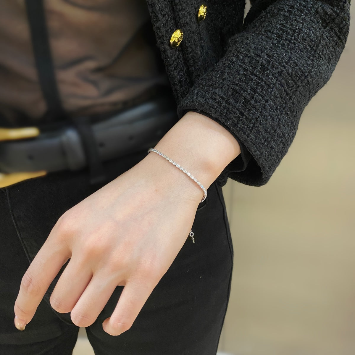 [GALE]Elegant Emerald Cut Daily Bracelet