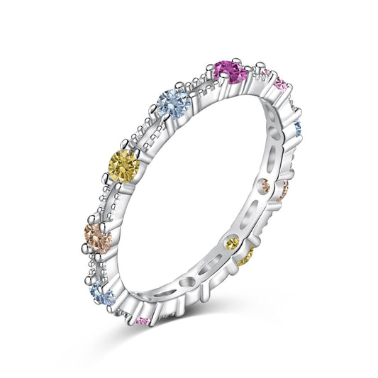 [GALE]Sparkling Colorful Round Cut Tennis Ring
