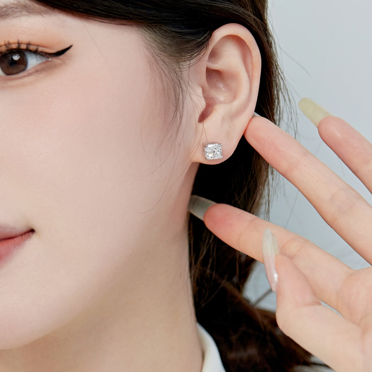 [GALE]1.0 Carat Radiant Princess Cut Wedding Earrings