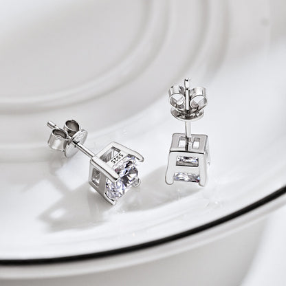 [GALE]1.0 Carat Radiant Princess Cut Wedding Earrings