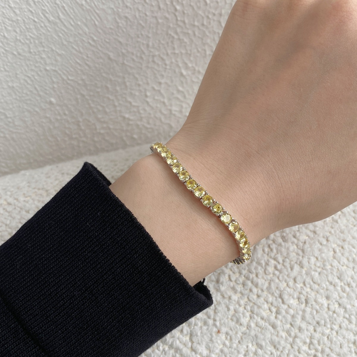 [GALE]Ornate Dazzling Round Cut Tennis Bracelet