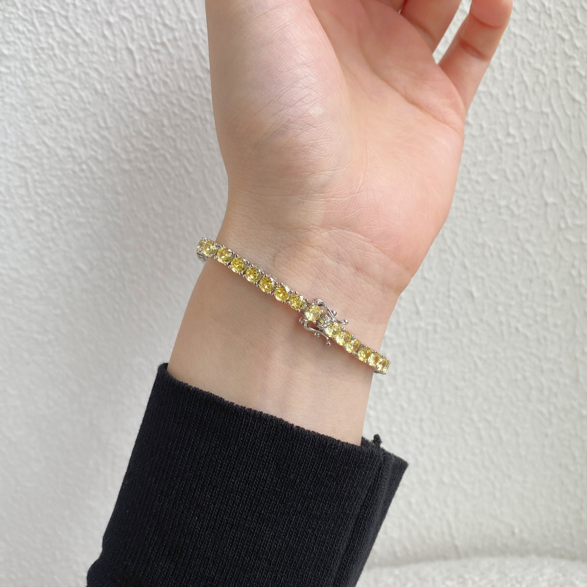 [GALE]Ornate Dazzling Round Cut Tennis Bracelet