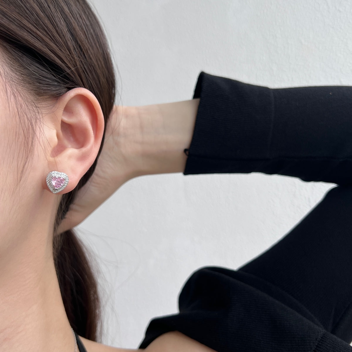 [GALE]Dazzling Heart Shape Lover Earrings