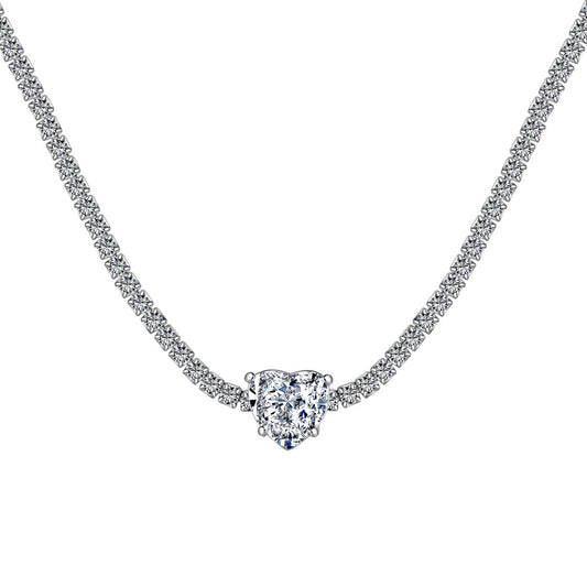 [GALE]2.0 Carat Sparkling Tennis Heart Cut Necklace