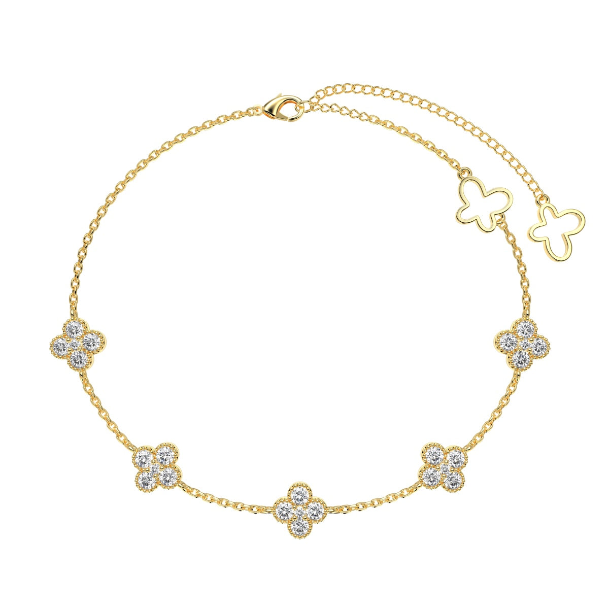 [GALE]Four-Leaf Clover Hollow Butterfly Bracelet
