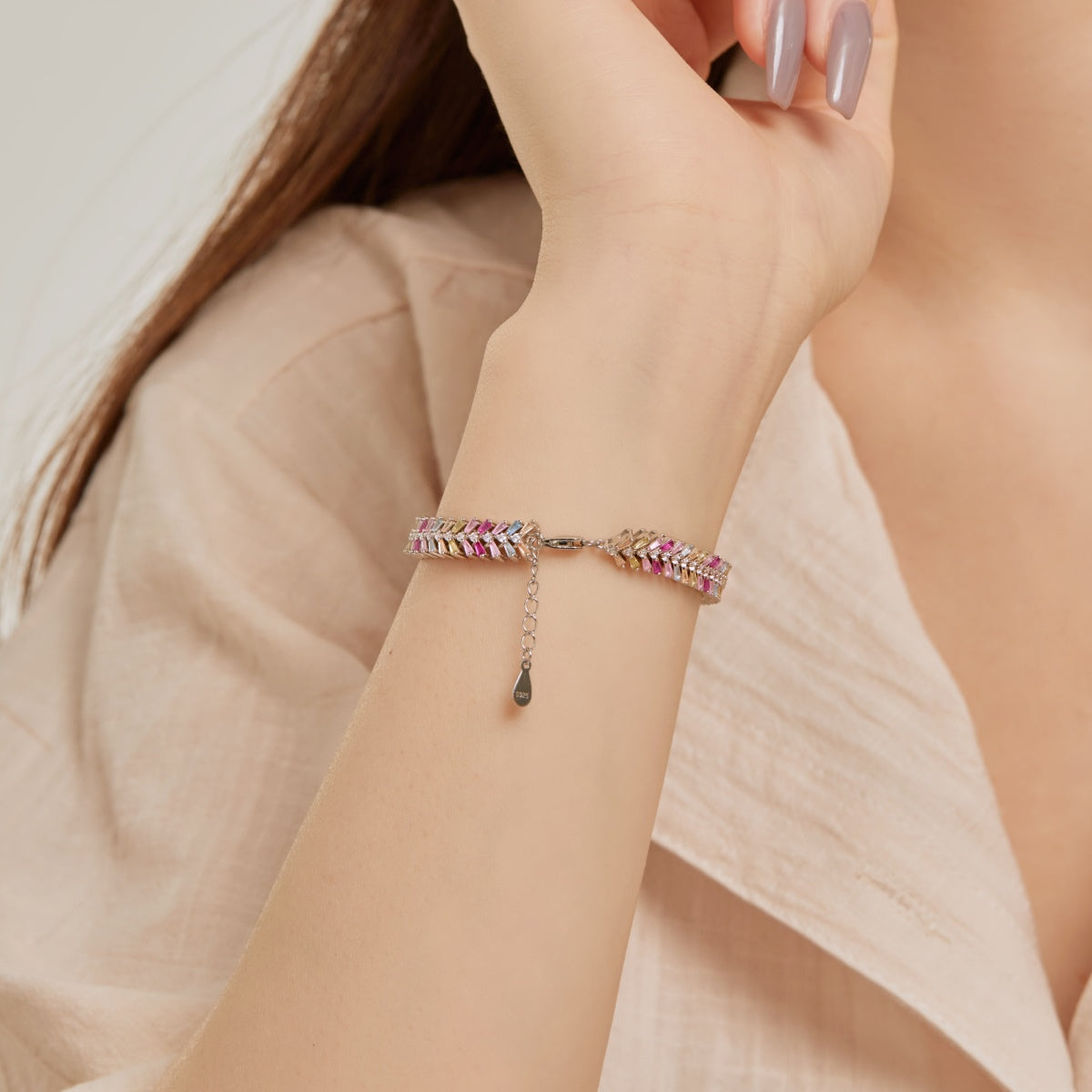 [GALE]Dainty Radiant Emerald Cut Daily Bracelet