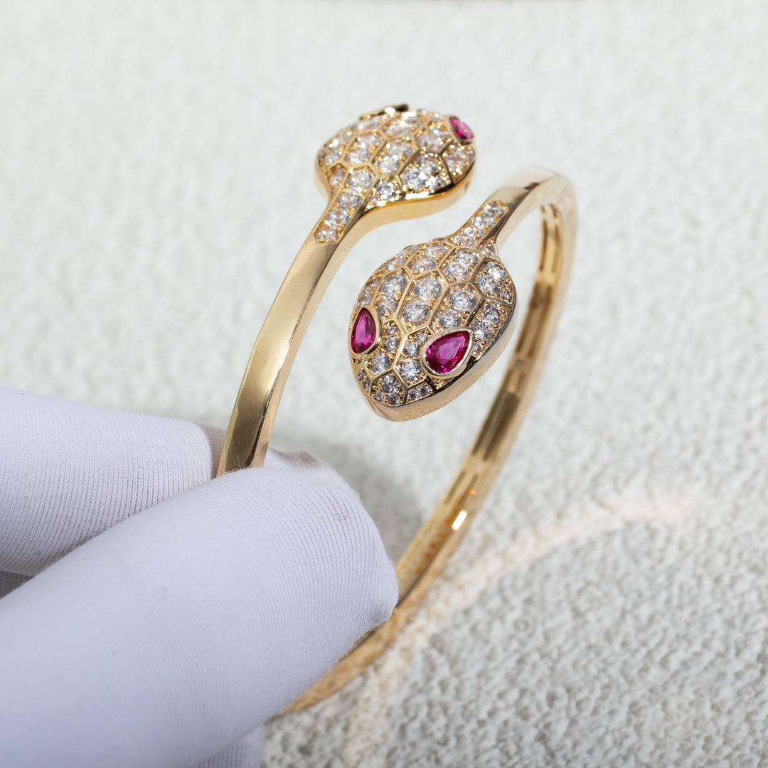 [GALE]SERPENTI BRACELET PINK GOLD DIAMOND DOUBLE SNAKE