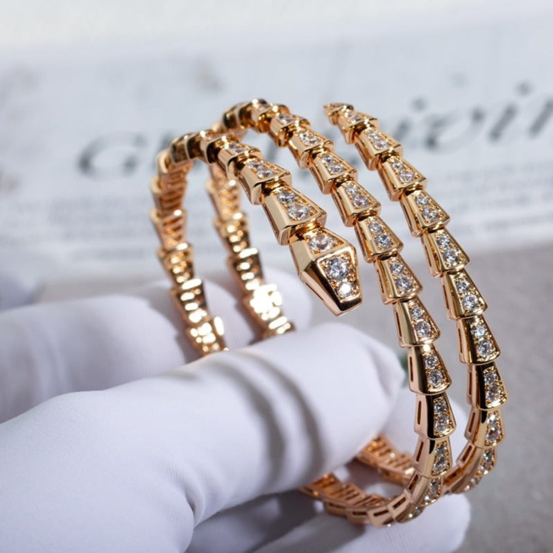 [GALE]SERPENTI BRACELET PINK GOLD DIAMOND DOUBLE ROW