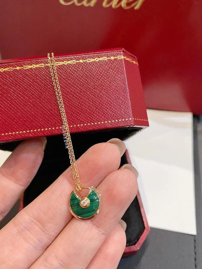 [GALE]AMULETTE ROSE GOLD MALACHITE NECKLACE