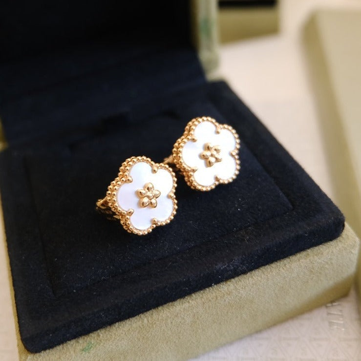 [GALE]LUCKY PINK GOLD WHITE MOP EARRINGS