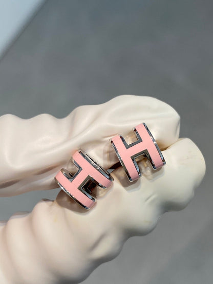 [GALE]MINI POP H SILVER EARRINGS PINK