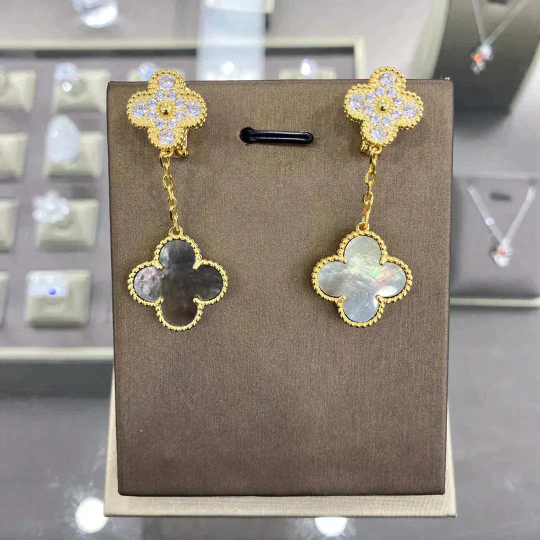 [GALE]CLOVER  2 MOTIFS  DIAMOND  EARRINGS (MULTIPLE CHOICESç´