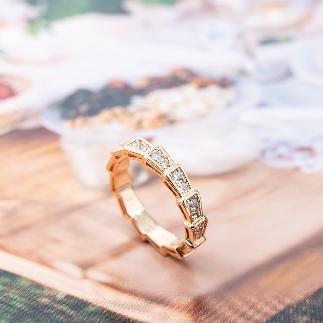 [GALE]SERPENTI RING PINK GOLD DIAMOND PAVED 3MM