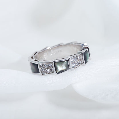 [GALE]SERPENTI RING SILVER DIAMOND BLACK MOP 4MM