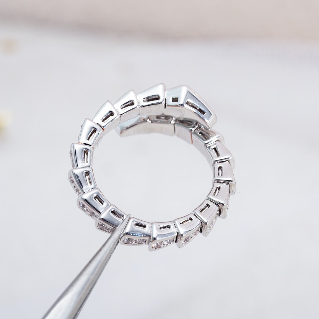 [GALE]SERPENTI RING SILVER DIAMOND PAVED 4MM