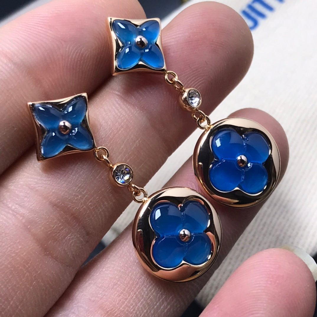 [GALE]STAR AND SUN AGATE DIAMOND EARRINGS