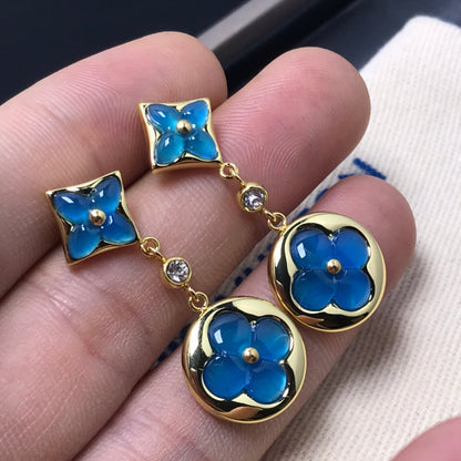 [GALE]STAR AND SUN AGATE DIAMOND EARRINGS