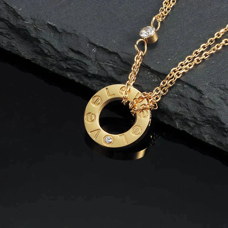 [GALE]LOVE NECKLACE 16MM 2 DIAMONDS